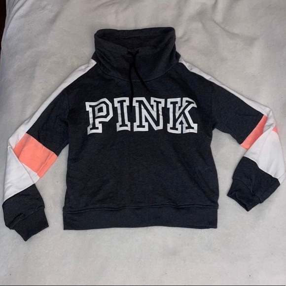 Pink Victoria’s Secret Colorblock Drawstring Turtle Neck Pullover Sweater Small - Picture 5 of 7